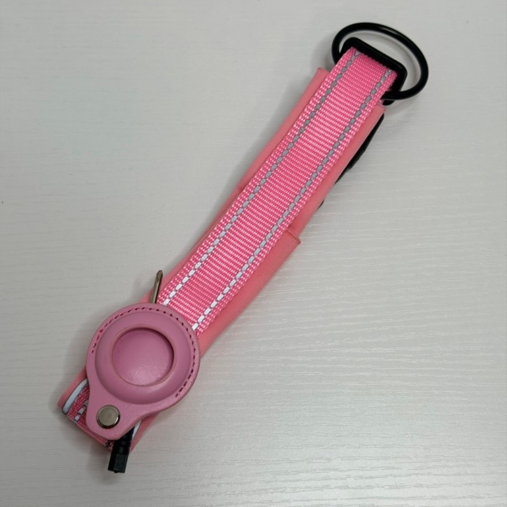 NEW Odokele Pink Reflective Dog Collar with AirTag Holder Neoprene Padded Medium